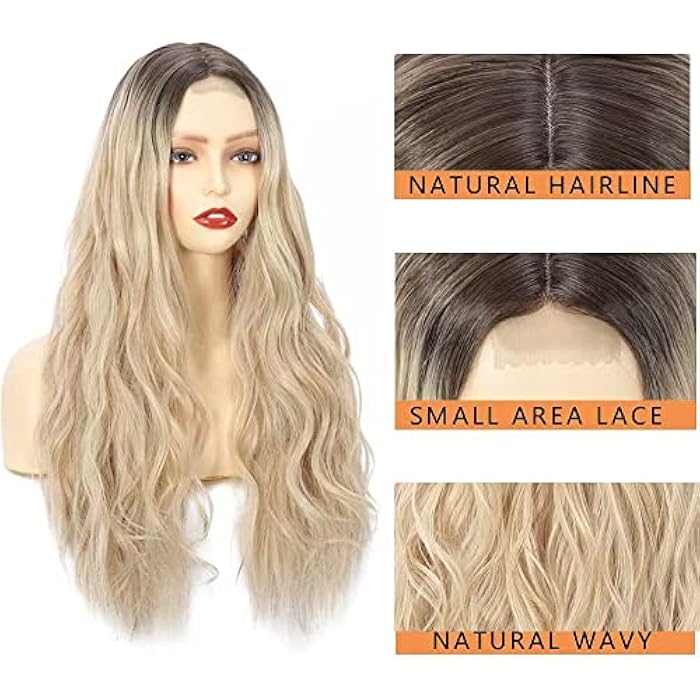 DILLARDS Dtdreagm Long Blonde Curly Wavy Wigs Middle Part Ombre Blonde Wigs For Women Synthetic Curly Hair Wig Middle Part Heat Resistant Fibre For Daily Party Use 26Inch, Golden - Image 5